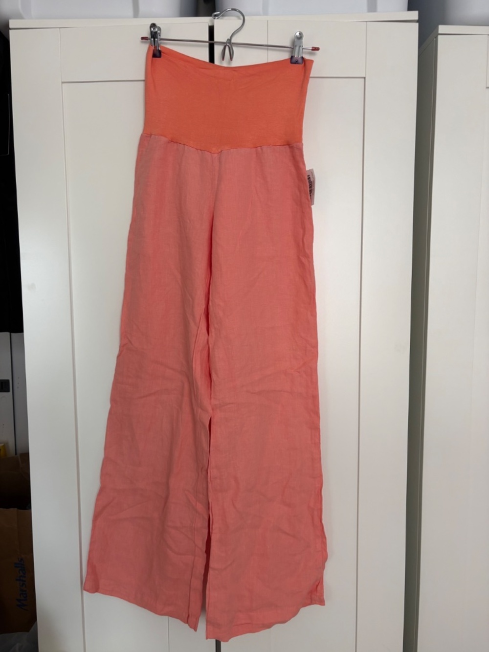 NWT Jolie line pants size M coral orange fold over waist